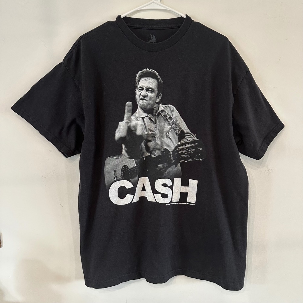 Johnny Cash Zion Rootswear Middle Finger T-Shirt Black XL 2009 Official License